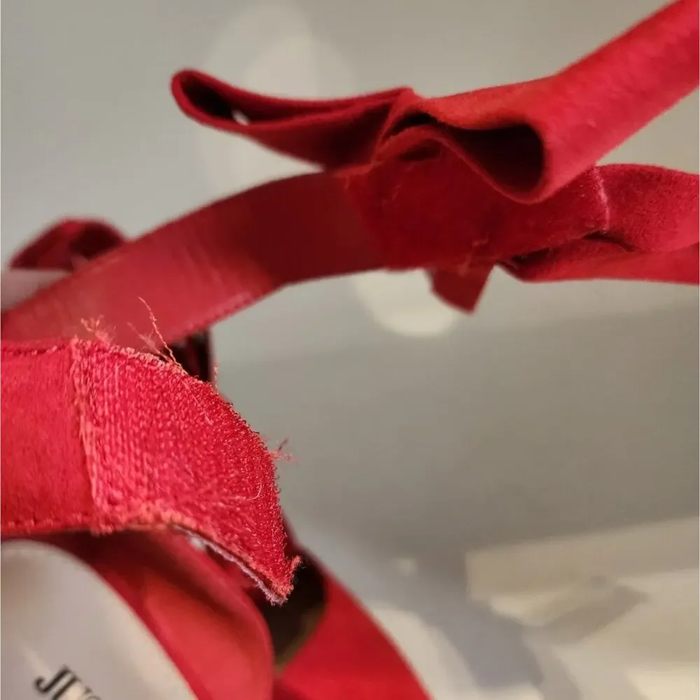 Just Fab Red Bow Stilettos Heels Ankle Strap Pointed Toe‎ Heels Women's Size 9